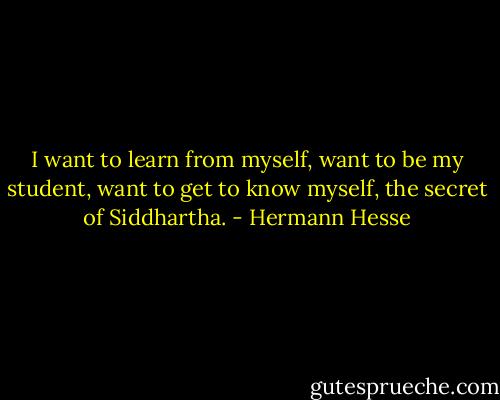 I want to learn from myself, want to be my student, want to get to know myself, the secret of Siddhartha. - Hermann Hesse