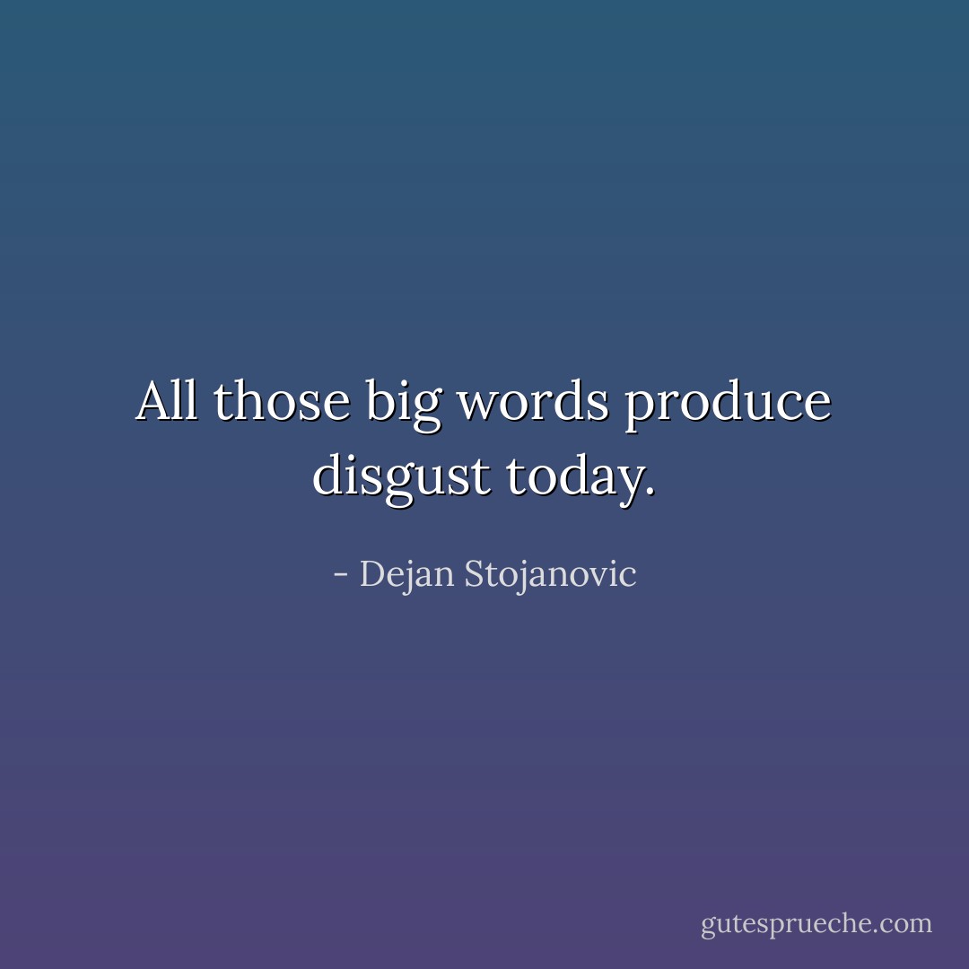 All those big words produce disgust today. - Dejan Stojanovic