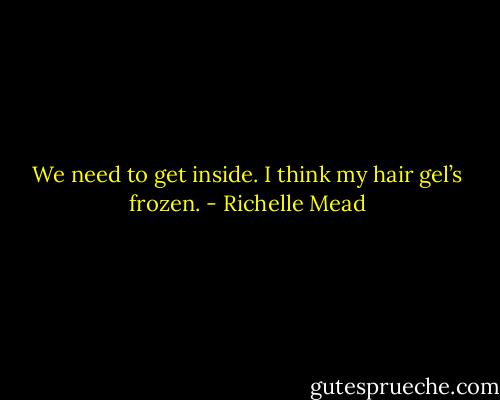 We need to get inside. I think my hair gel’s frozen. - Richelle Mead