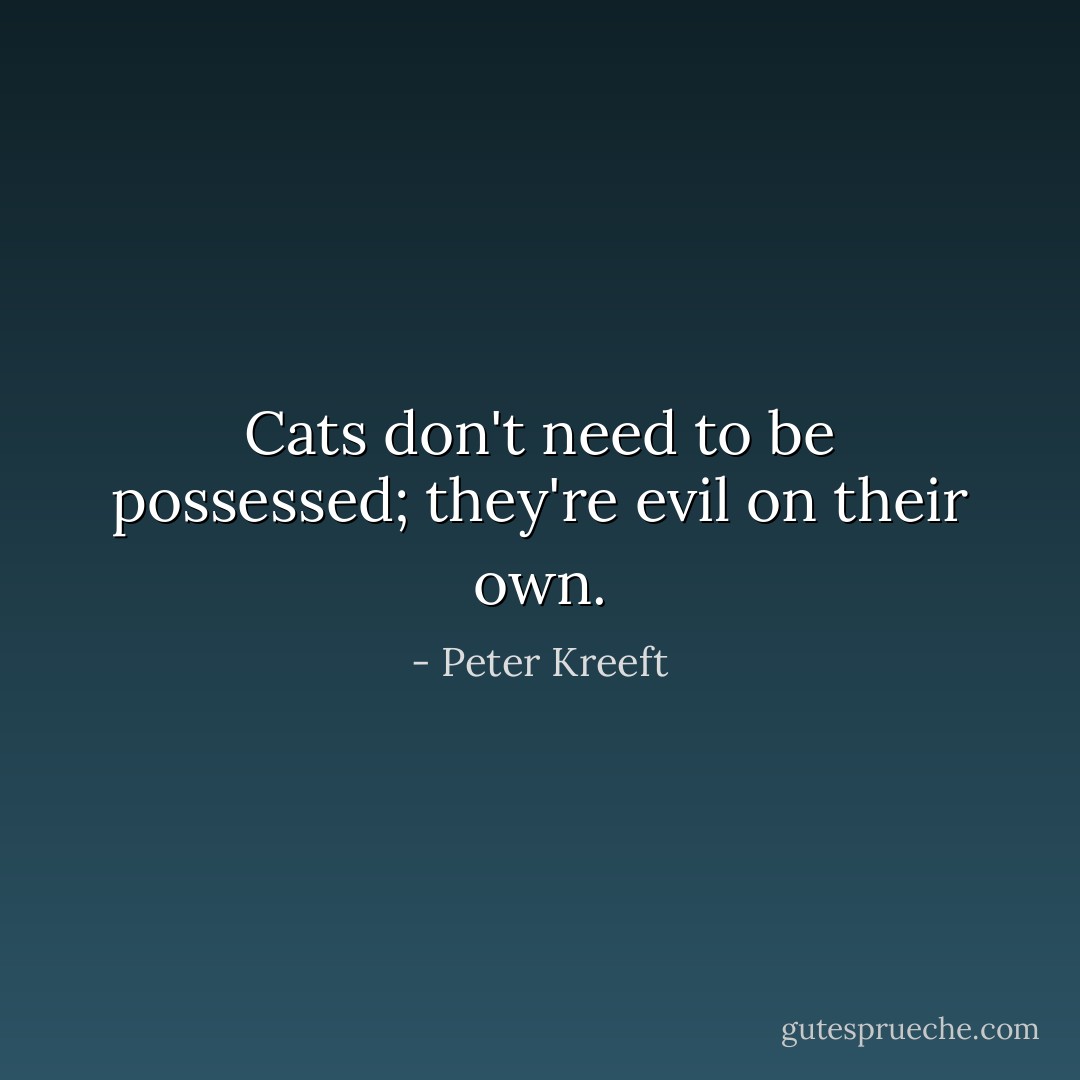 Cats don't need to be possessed; they're evil on their own. - Peter Kreeft