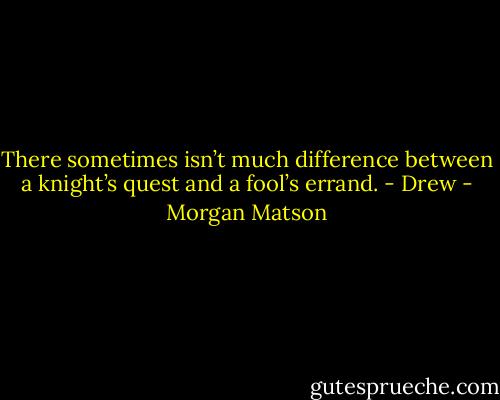 There sometimes isn’t much difference between a knight’s quest and a fool’s errand. - Drew - Morgan Matson