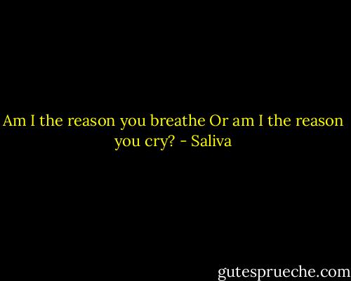 Am I the reason you breathe<br />Or am I the reason you cry? - Saliva