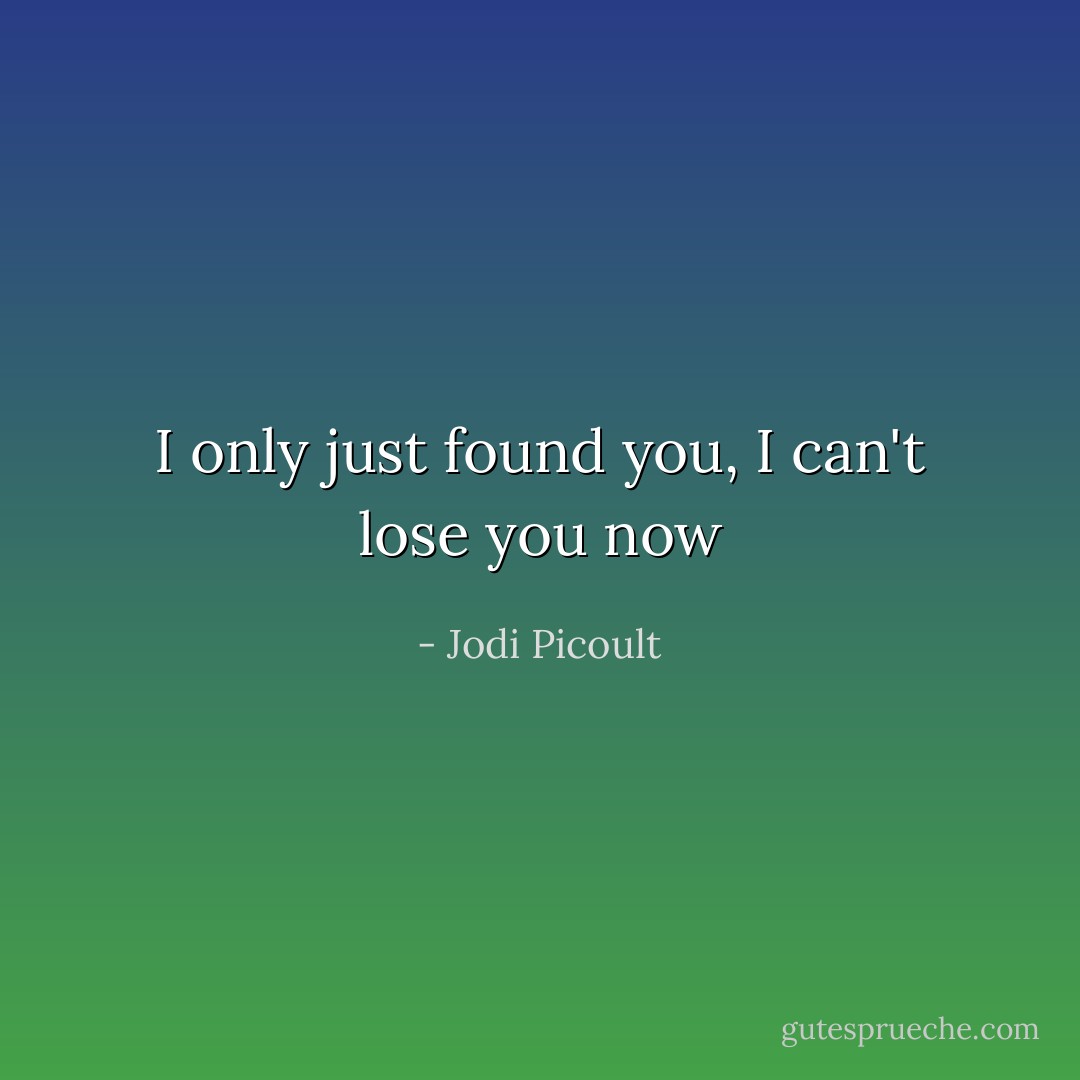 I only just found you, I can't lose you now - Jodi Picoult