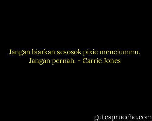 Jangan biarkan sesosok pixie menciummu. Jangan pernah. - Carrie Jones