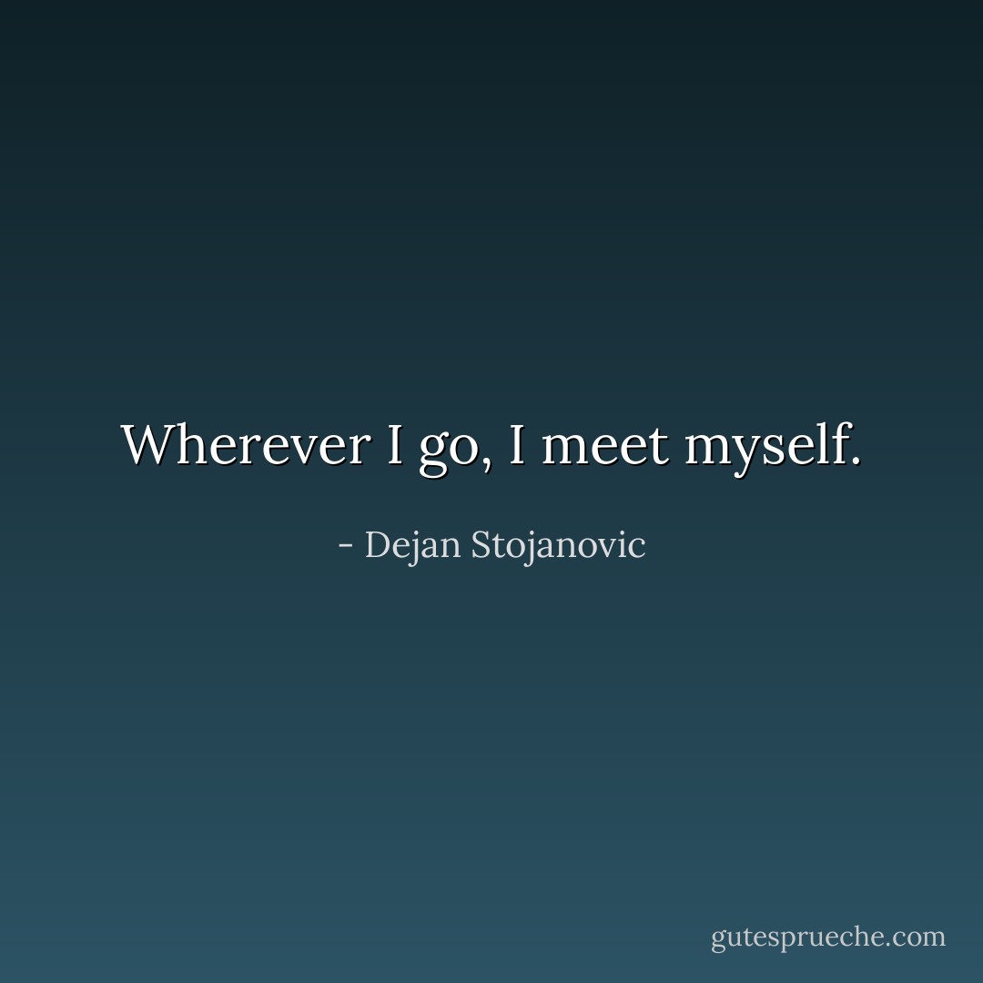 Wherever I go, I meet myself. - Dejan Stojanovic