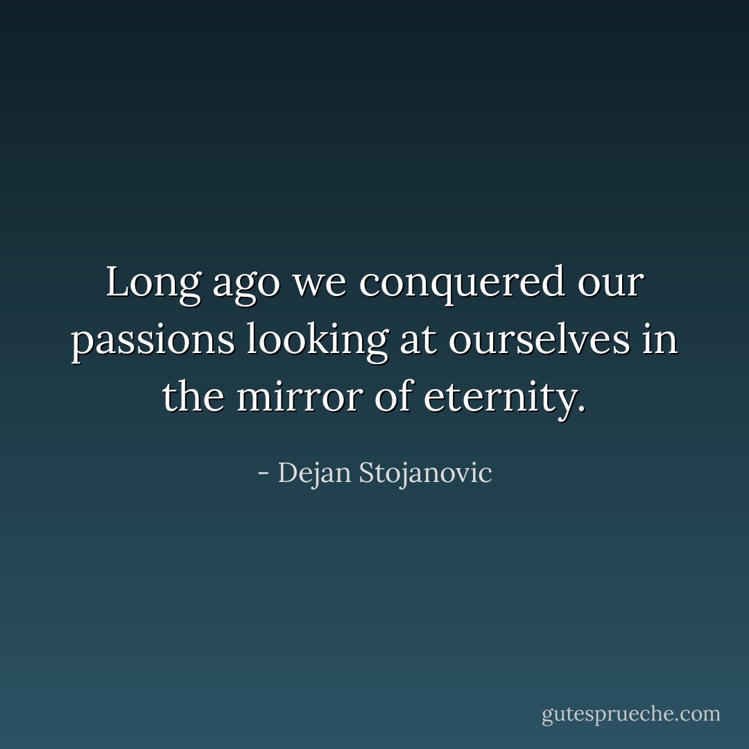 Long ago we conquered our passions looking at ourselves in the mirror of eternity. - Dejan Stojanovic