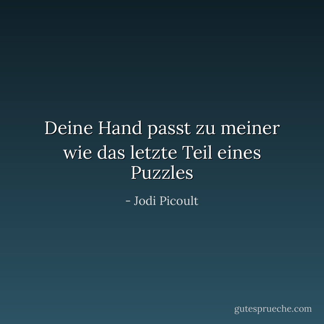 Deine Hand passt zu meiner wie das letzte Teil eines Puzzles - Jodi Picoult<