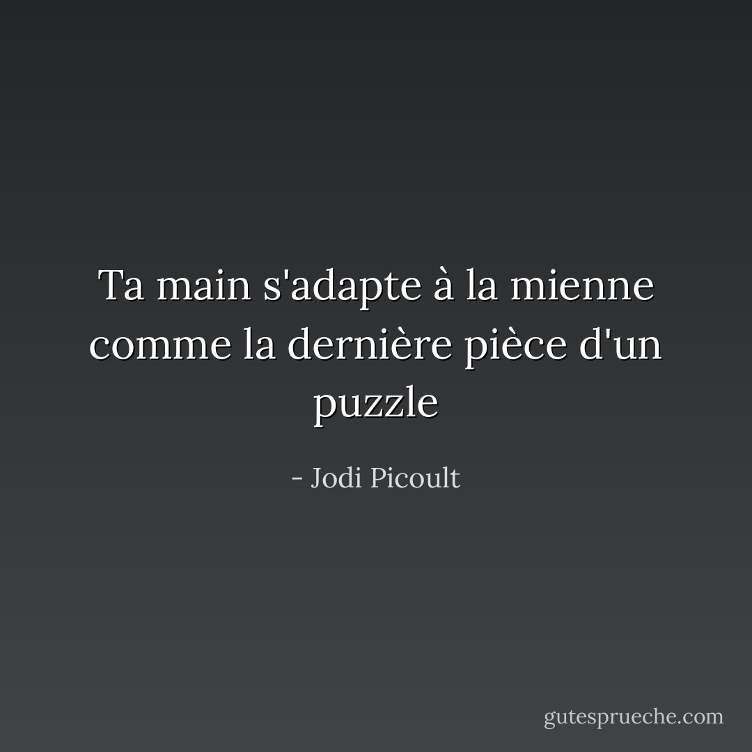 Ta main s'adapte à la mienne comme la dernière pièce d'un puzzle - Jodi Picoult