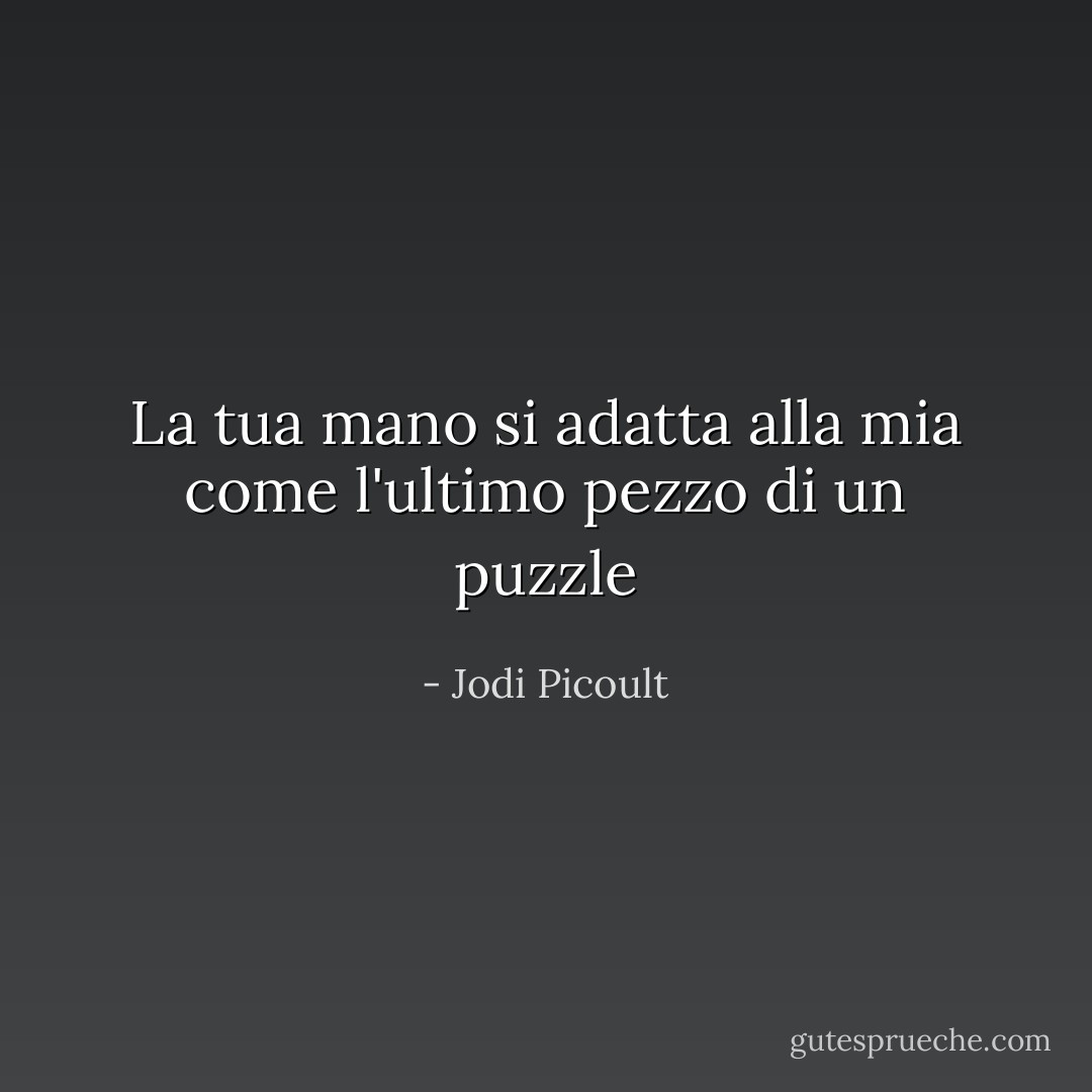 La tua mano si adatta alla mia come l'ultimo pezzo di un puzzle - Jodi Picoult