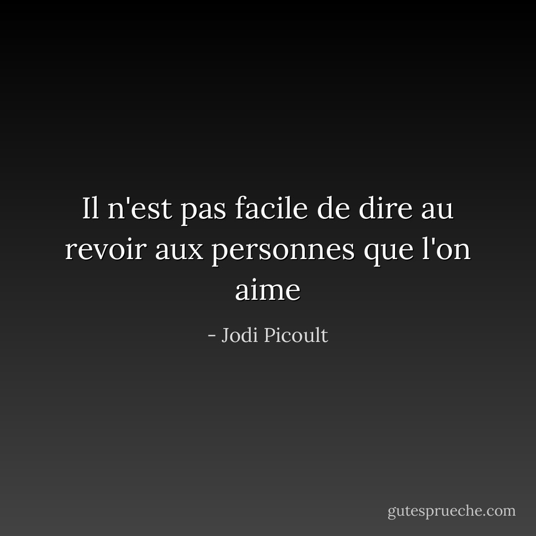 Il n'est pas facile de dire au revoir aux personnes que l'on aime - Jodi Picoult
