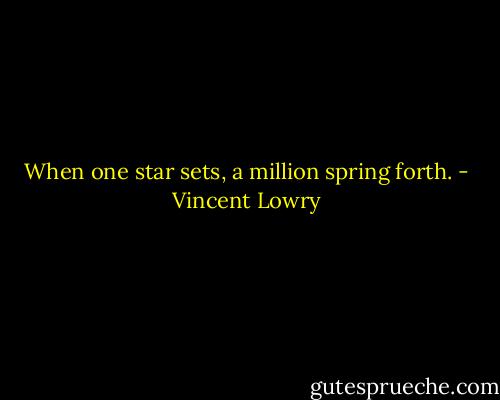When one star sets, a million spring forth. - Vincent Lowry