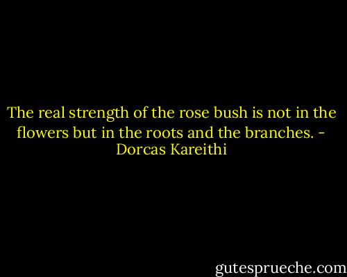 The real strength of the<br />rose bush is not in the flowers but in the roots and the branches. - Dorcas Kareithi