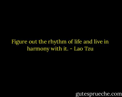 Figure out the rhythm of life and live in harmony with it. - Lao Tzu