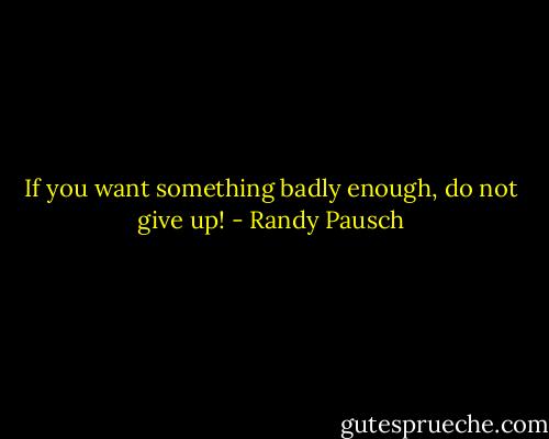 If you want something badly enough, do not give up! - Randy Pausch