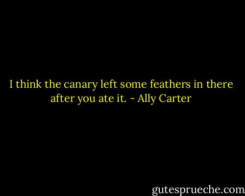 I think the canary left some feathers in there after you ate it. - Ally Carter