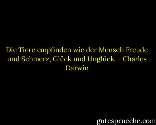 Die Tiere empfinden wie der Mensch Freude und Schmerz, Glück und Unglück. - Charles Darwin