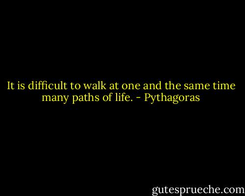 It is difficult to walk at one and the same time many paths of life. - Pythagoras