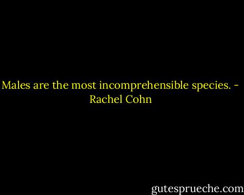 Males are the most incomprehensible species. - Rachel Cohn