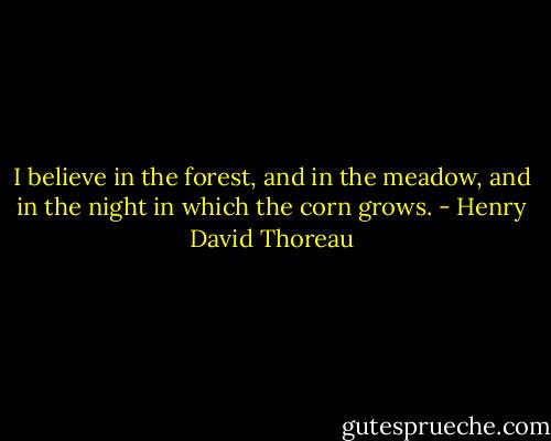 I believe in the forest, and in the meadow, and in the night in which the corn grows. - Henry David Thoreau