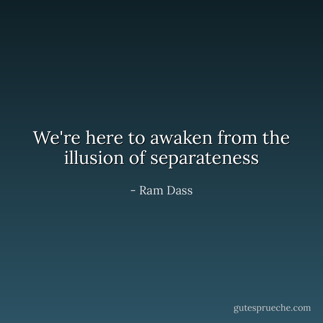 We're here to awaken from the illusion of separateness - Ram Dass