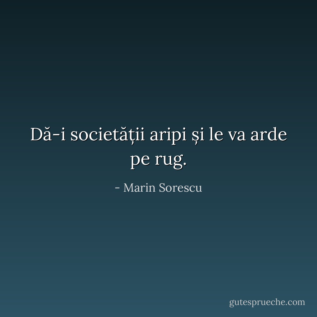 Dă-i societății aripi și le va arde pe rug. - Marin Sorescu
