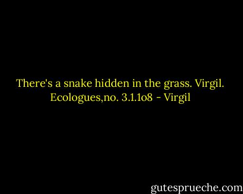 There's a snake hidden in the grass. Virgil. Ecologues,no. 3.1.1o8 - Virgil