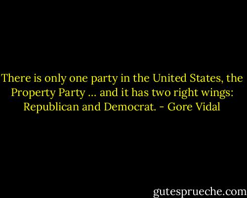 There is only one party in the United States, the Property Party … and it has two right wings: Republican and Democrat. - Gore Vidal