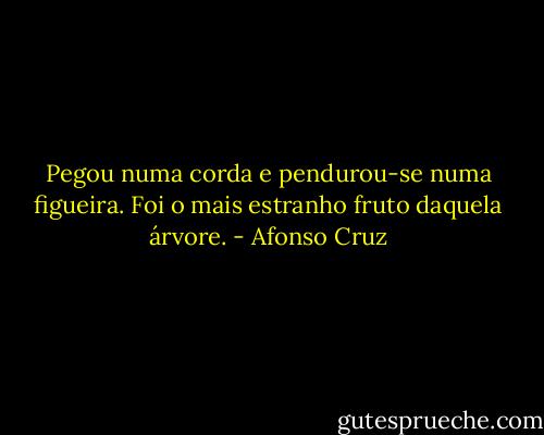Pegou numa corda e pendurou-se numa figueira. Foi o mais estranho fruto daquela árvore. - Afonso Cruz