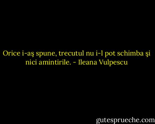 Orice i-aş spune, trecutul nu i-l pot schimba şi nici amintirile. - Ileana Vulpescu