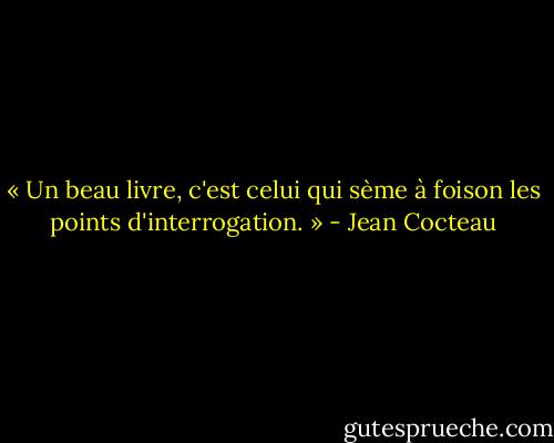 « Un beau livre, c'est celui qui sème à foison les points d'interrogation. » - Jean Cocteau