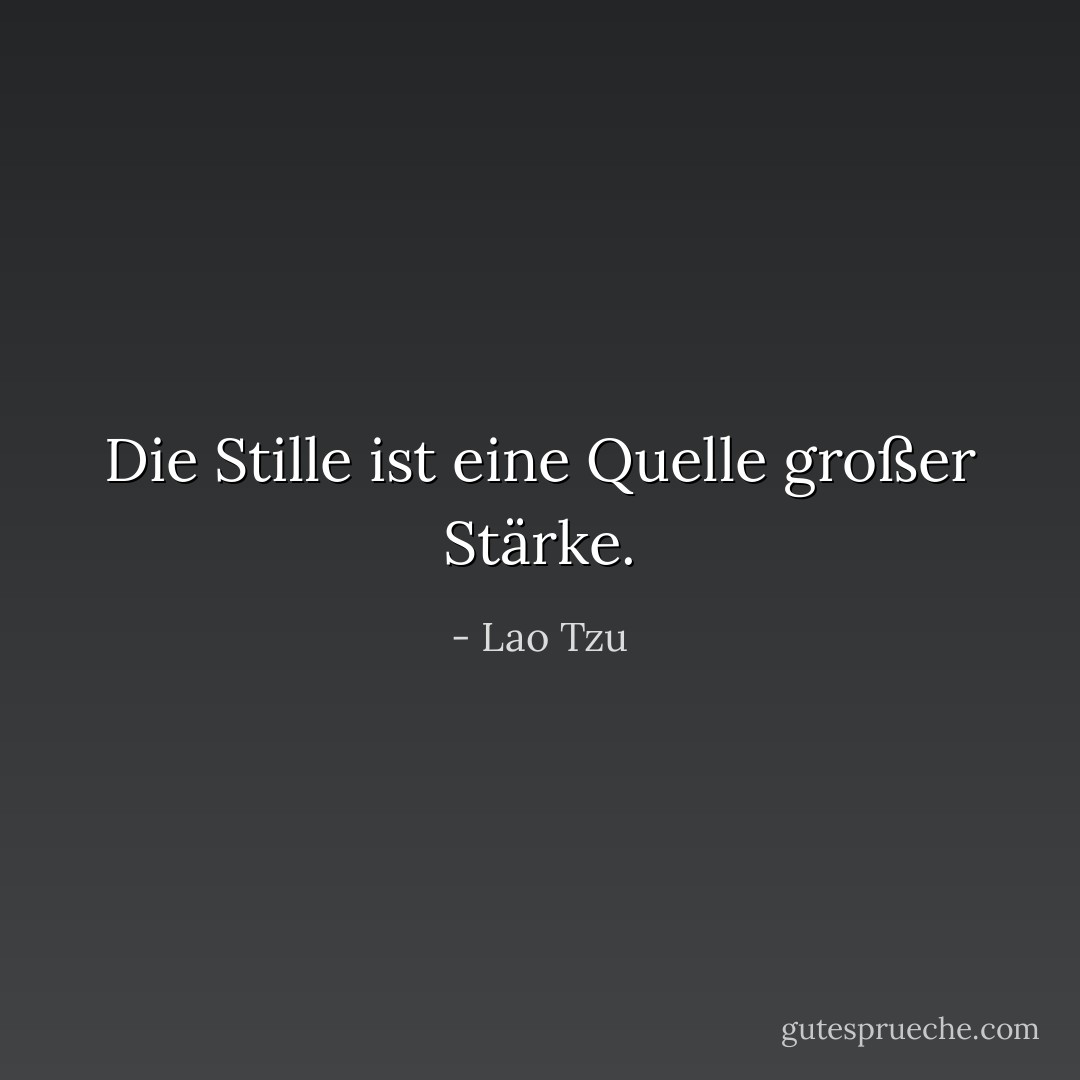 Die Stille ist eine Quelle großer Stärke. - Lao Tzu<