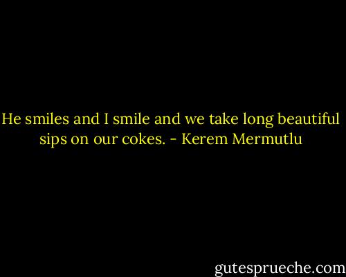 He smiles and I smile and we take long beautiful sips on our cokes. - Kerem Mermutlu