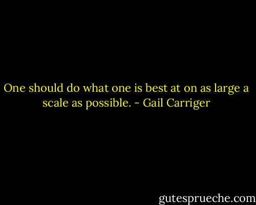 One should do what one is best at on as large a scale as possible. - Gail Carriger