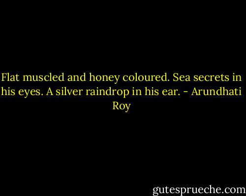 Flat muscled and honey coloured. Sea secrets in his eyes. A silver raindrop in his ear. - Arundhati Roy