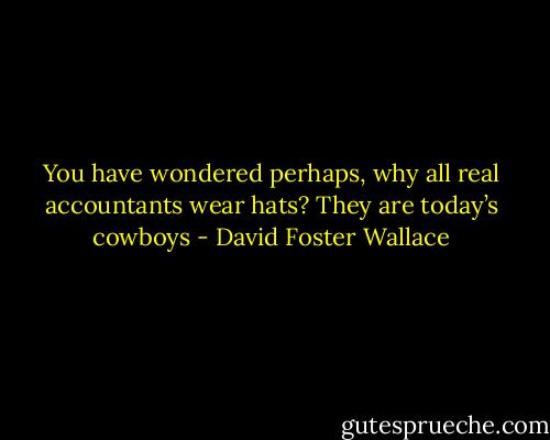 You have wondered perhaps, why all real accountants wear hats? They are today’s cowboys - David Foster Wallace