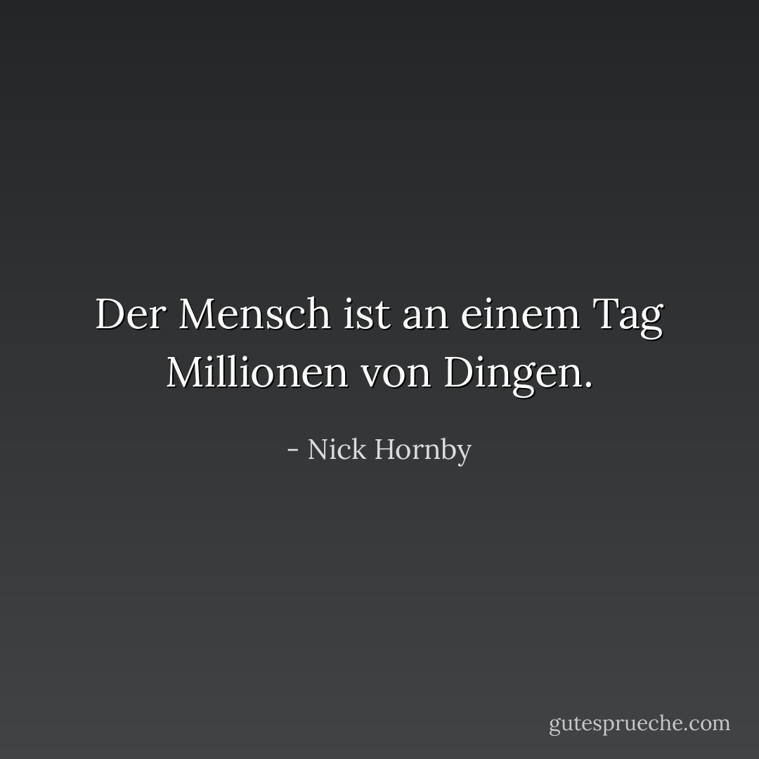 Der Mensch ist an einem Tag Millionen von Dingen. - Nick Hornby<