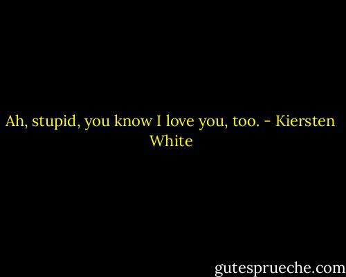 Ah, stupid, you know I love you, too. - Kiersten White