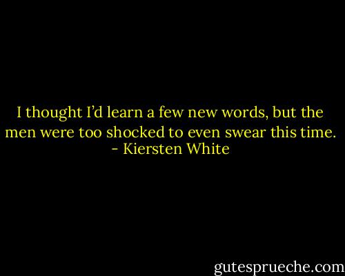 I thought I’d learn a few new words, but the men were too shocked to even swear this time. - Kiersten White