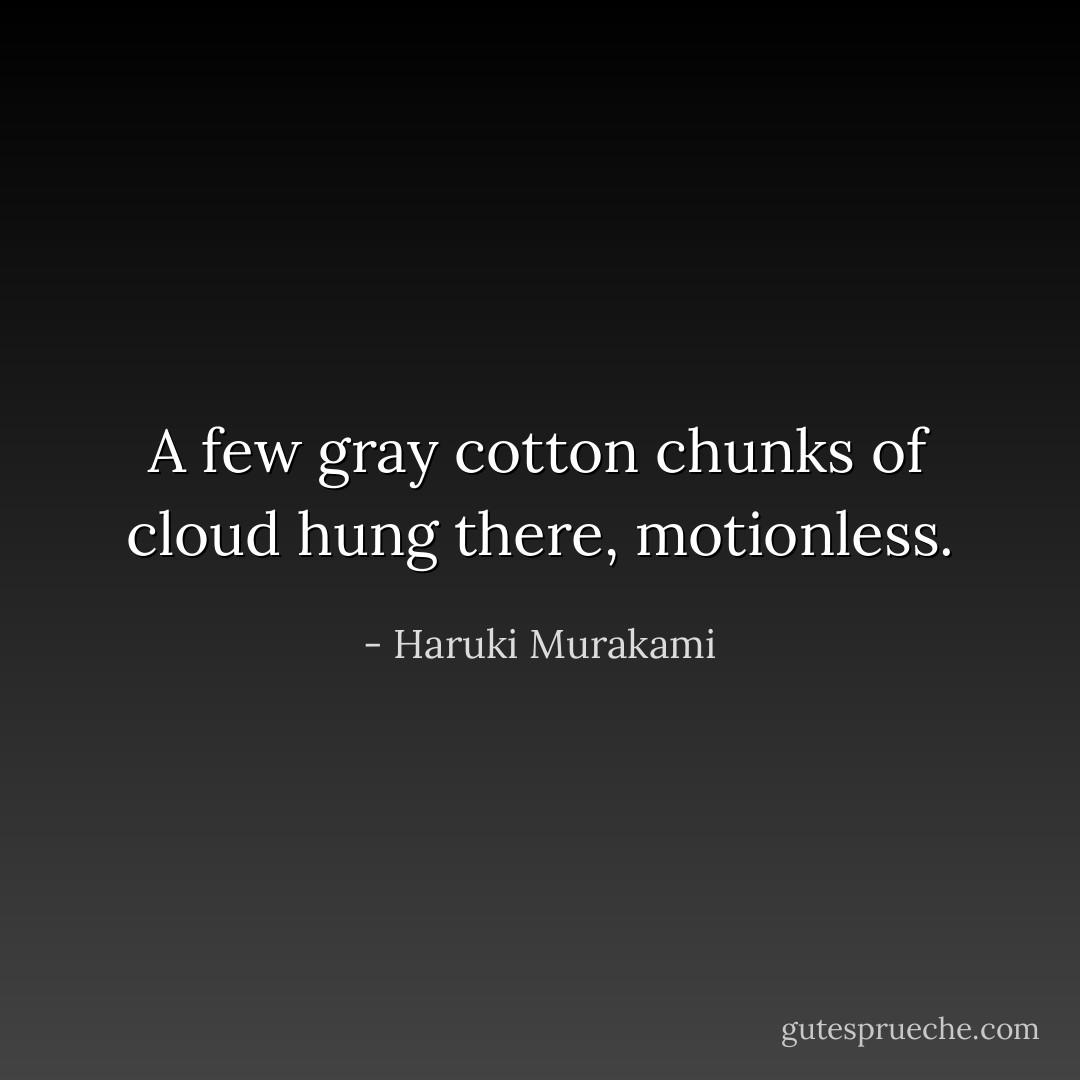 A few gray cotton chunks of cloud hung there, motionless. - Haruki Murakami