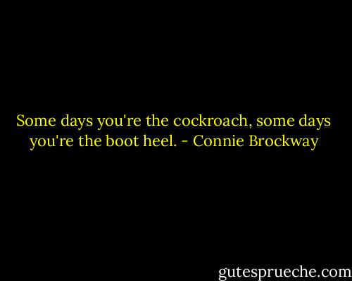 Some days you're the cockroach, some days you're the boot heel. - Connie Brockway