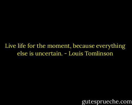 Live life for the moment, because everything else is uncertain. - Louis Tomlinson