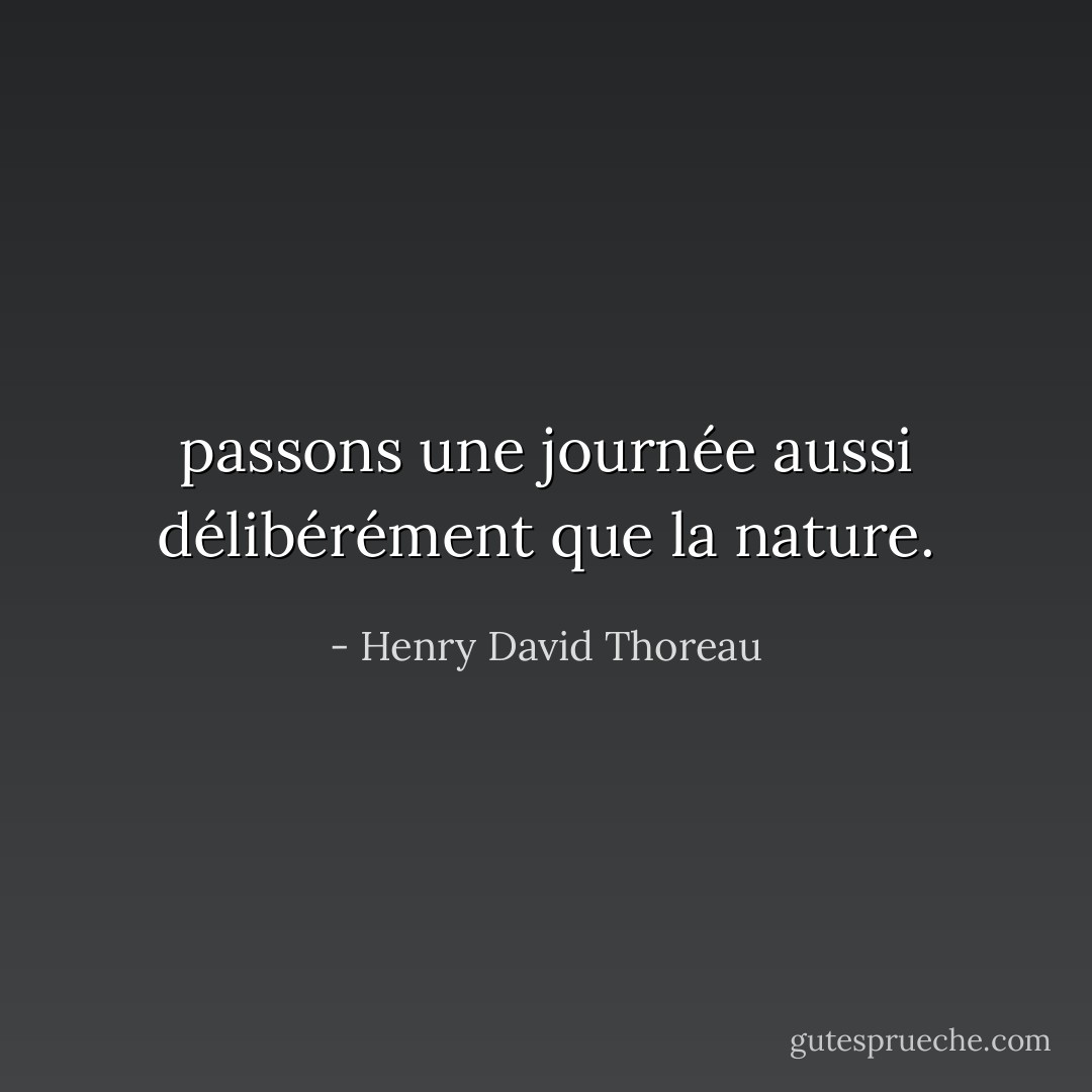 passons une journée aussi délibérément que la nature. - Henry David Thoreau