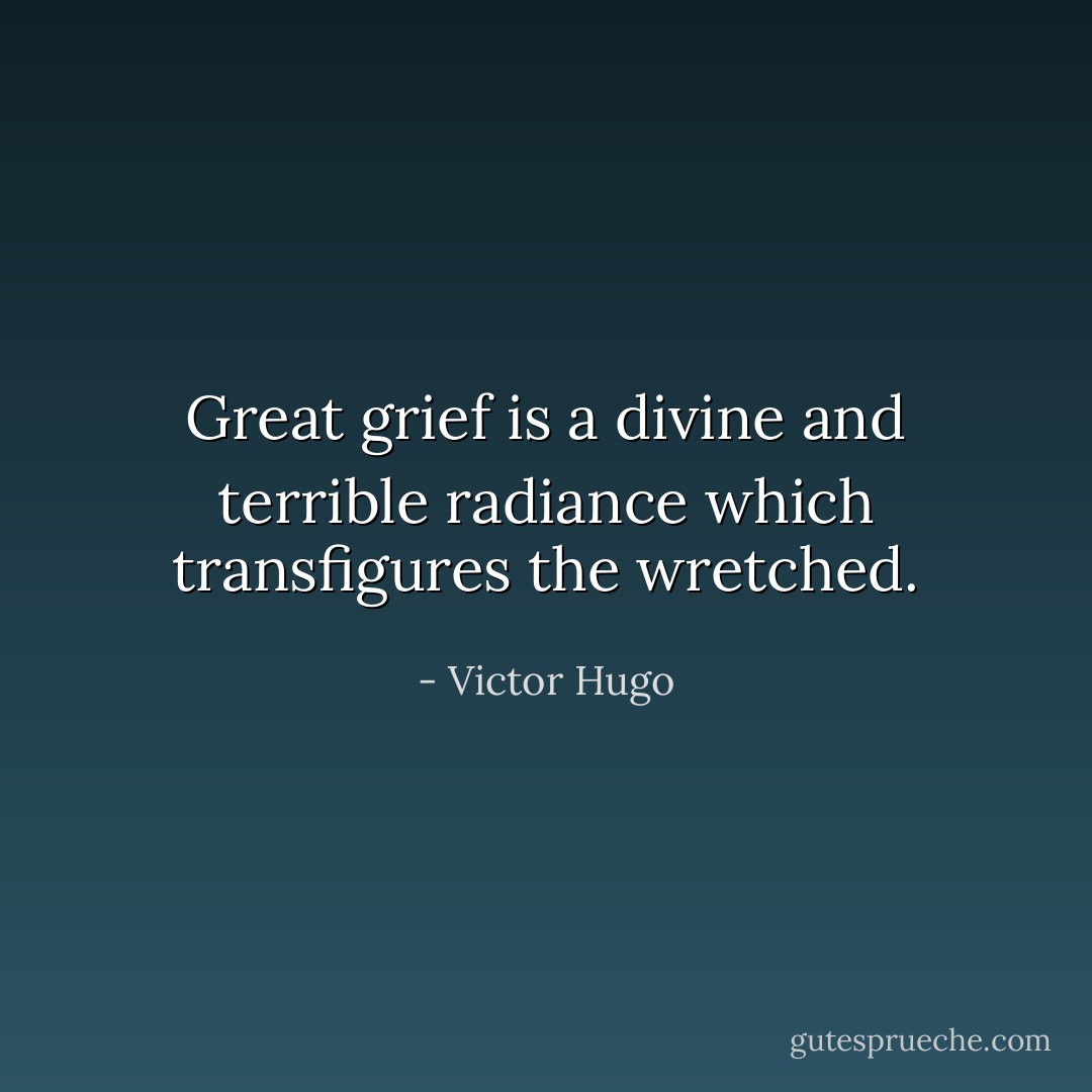 Great grief is a divine and terrible radiance which transfigures the wretched. - Victor Hugo