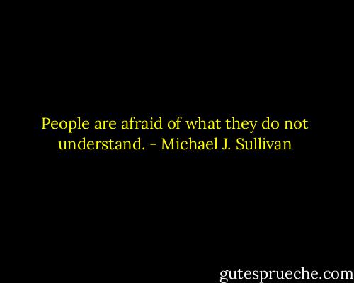 People are afraid of what they do not understand. - Michael J. Sullivan