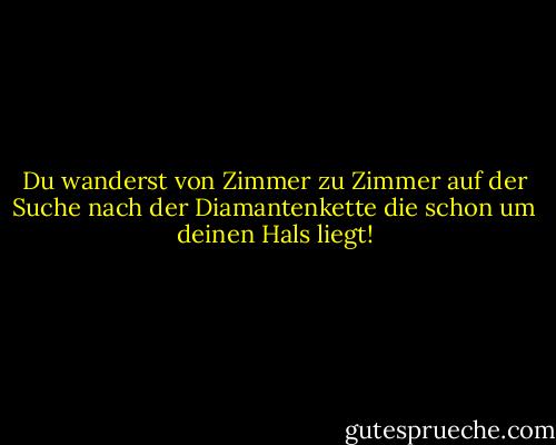 Du wanderst von Zimmer zu Zimmer<br />auf der Suche nach der Diamantenkette<br />die schon um deinen Hals liegt! - Rumi<