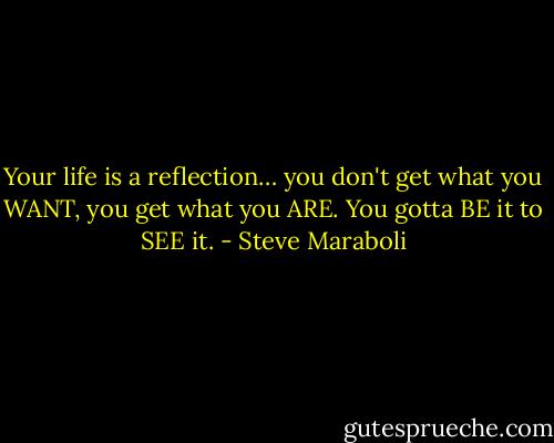 Your life is a reflection… you don't get what you WANT, you get what you ARE. You gotta BE it to SEE it. - Steve Maraboli