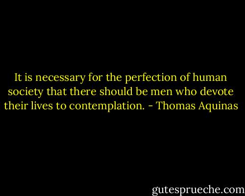 It is necessary for the perfection of human society that there should be men who devote their lives to contemplation. - Thomas Aquinas