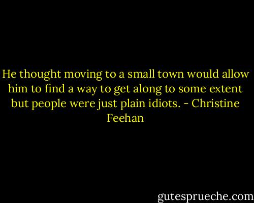 He thought moving to a small town would allow him to find a way to get along to some extent but people were just plain idiots. - Christine Feehan