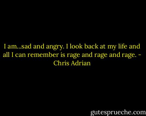 I am...sad and angry. I look back at my life and all I can remember is rage and rage and rage. - Chris Adrian