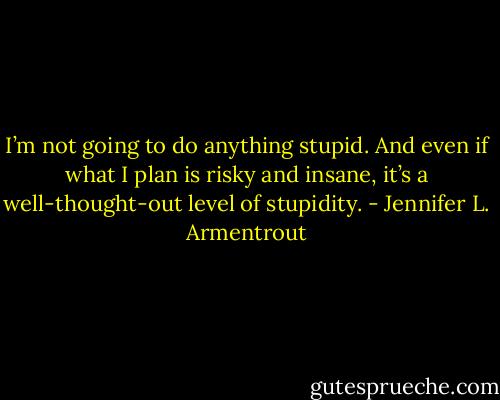 I’m not going to do anything stupid. And even if what I plan is risky and insane, it’s a well-thought-out level of stupidity. - Jennifer L. Armentrout